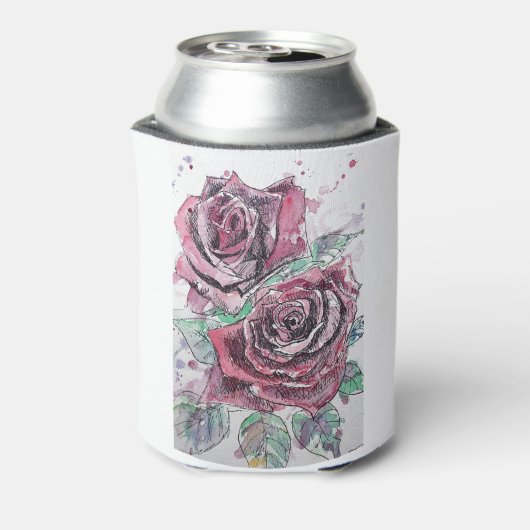 Mooie rode roze Waterverf schilderen Blikjeskoeler (Blikje Achterkant)