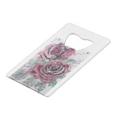 Mooie rode roze Waterverf schilderen Creditkaart Flessenopener (Achterkant Gekanteld)