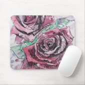 Mooie rode roze Waterverf schilderen Muismat (Met muis)