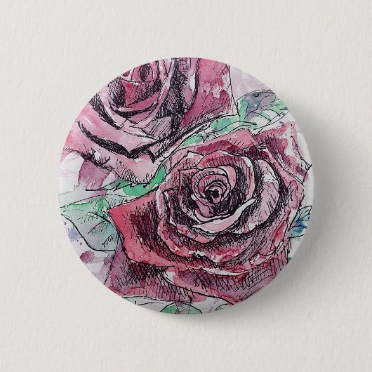 Mooie rode roze Waterverf schilderen Ronde Button 5,7 Cm (Voorkant)