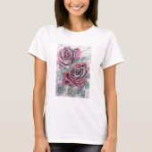 Mooie rode roze Waterverf schilderen T-shirt (Voorkant)