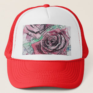 Mooie rode roze Waterverf schilderen Trucker Pet