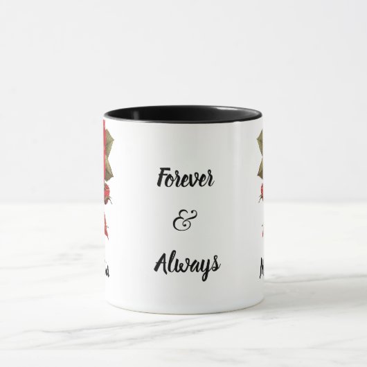 Mooie rode rozen aangepaste naam voor altijd & alt mok (Midden)