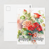 Mooie  rode rozen briefkaart (Voorkant / Achterkant)