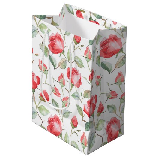 Mooie Rode Rozen Bruiloft Medium Cadeauzakje (Voorkant Gekanteld)