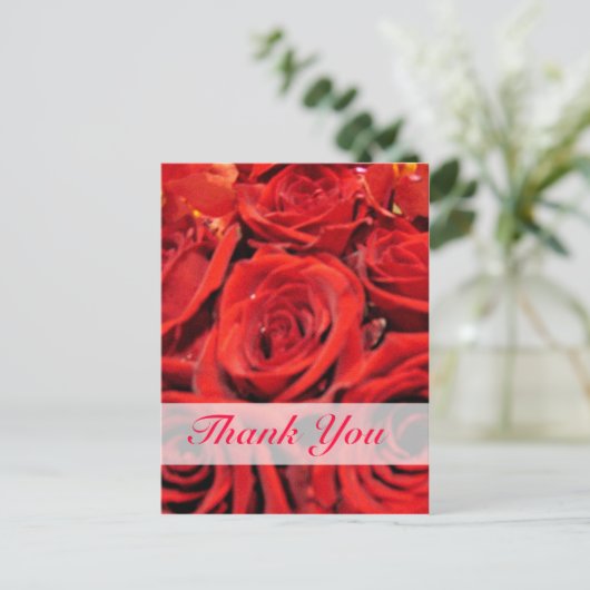 Mooie rode rozen dank je wel briefkaart (Staand voorkant)