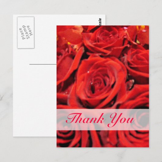 Mooie rode rozen dank je wel briefkaart (Voorkant / Achterkant)