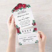 Mooie rode rozen die het hele huwelijk afleggen all in one uitnodiging (Afscheurbaar)