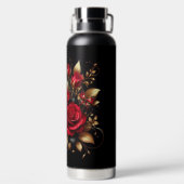 Mooie rode rozen en een vlinder waterfles (Achterkant)