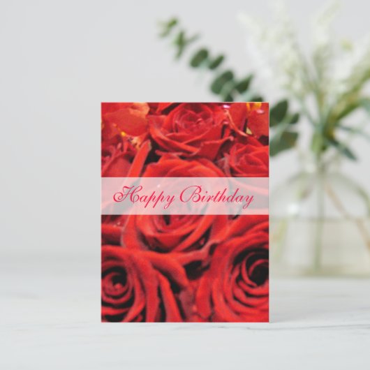 Mooie rode rozen Happy Birthday Briefkaart (Staand voorkant)