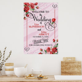 Mooie Rode Rozen Huwelijks Welkom Poster