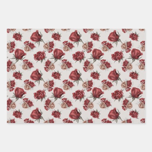 Mooie Rode Rozen Lente Bruiloft Feest  Inpakpapier Vel (Voorkant)