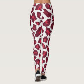 Mooie rode rozen luipaard dierpatroon leggings (Achterkant)