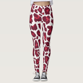 Mooie rode rozen luipaard dierpatroon leggings