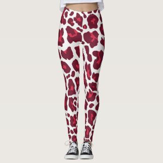 Mooie rode rozen luipaard dierpatroon leggings