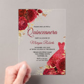 Mooie rode rozen met een kleine dress Quinceanera Acryl Uitnodigingen (Insitu (Draagbaar))