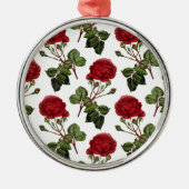 Mooie Rode Rozen Metalen Ornament (Voorkant)