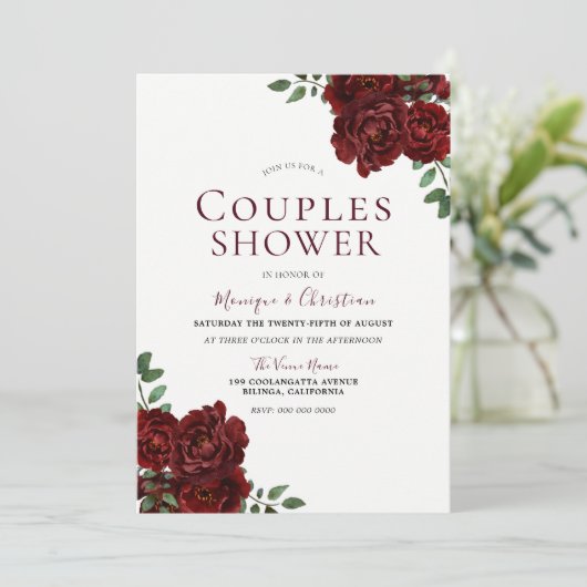 Mooie Rode Rozen Romantische Couples Shower Kaart (Staand voorkant)
