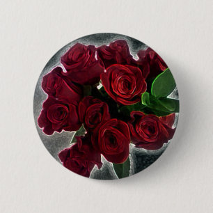 MOOIE RODE ROZEN RONDE BUTTON 5,7 CM