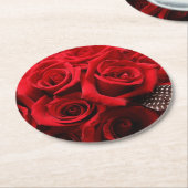 Mooie rode rozen ronde kartonnen onderzetter (Gebogen)