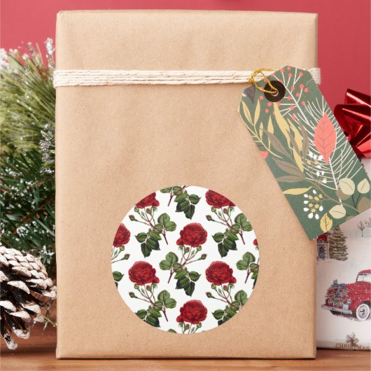 Mooie Rode Rozen Ronde Sticker (Feestdagen)