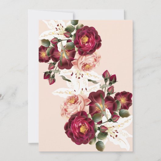 Mooie rode rozen roze volken Witte Lilies Kaart (Achterkant)