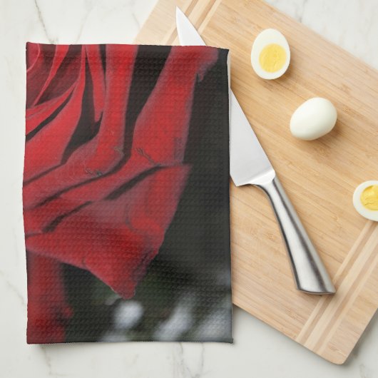 Mooie rode rozen theedoek (Quarter Fold)