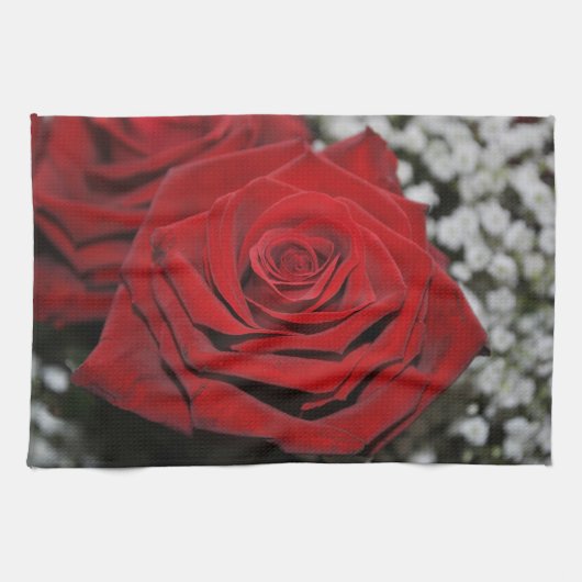 Mooie rode rozen theedoek (Horizontaal)