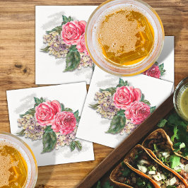 Mooie rode rozenpapieren cocktail Napkin Servet