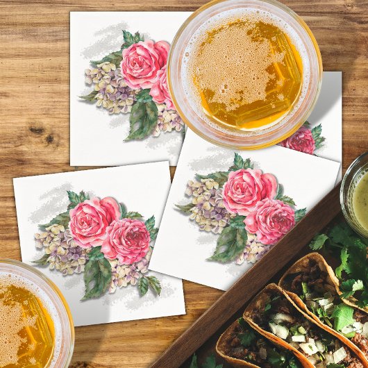 Mooie rode rozenpapieren cocktail Napkin Servet