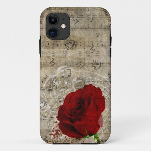 Mooie rode rozenroze muzieknoten zwoegen piano Case-Mate iPhone case (Achterkant)