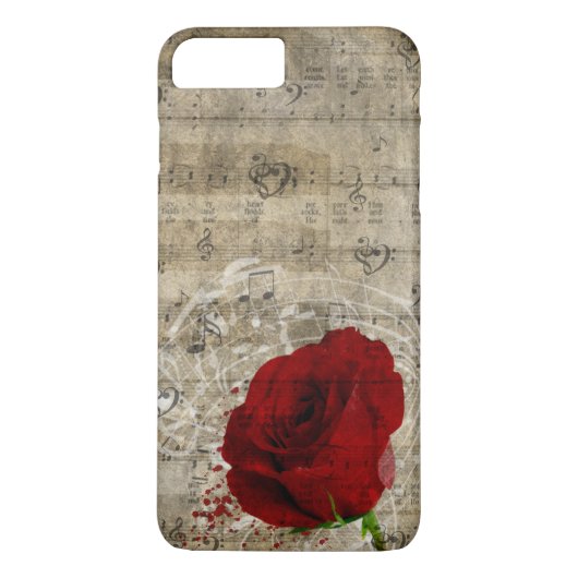 Mooie rode rozenroze muzieknoten zwoegen piano Case-Mate iPhone case (Achterkant)
