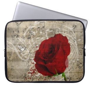 Mooie rode rozenroze muzieknoten zwoegen piano laptop sleeve