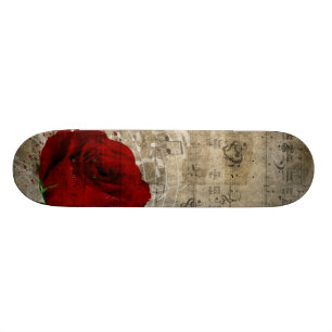 Mooie rode rozenroze muzieknoten zwoegen piano skateboard