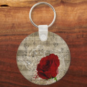 Mooie rode rozenroze muzieknoten zwoegen piano sleutelhanger (Voorkant)