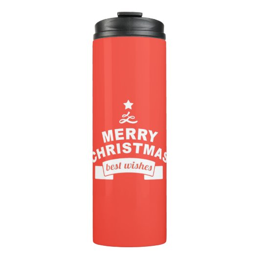 Mooie rode Schattigee kerstwensen Thermosbeker (Voorkant)