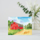 Mooie rode schuur op het boerderij briefkaart (Staand voorkant)