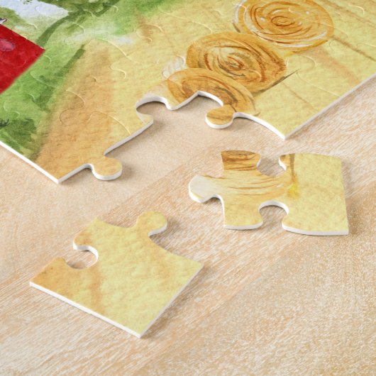 Mooie rode schuur op het boerderij legpuzzel (Zijkant)