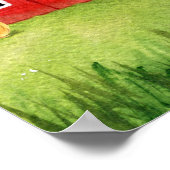 Mooie rode schuur op het boerderij poster (Hoek)