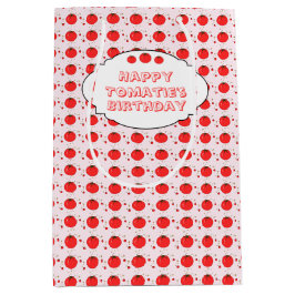 Mooie rode tomatenpatroon gelukkige verjaardag medium cadeauzakje
