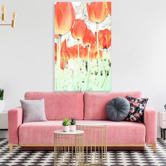 Mooie rode tulp bloemen canvas afdruk (Insitu (Woonkamer))