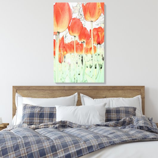 Mooie rode tulp bloemen canvas afdruk (Insitu (Slaapkamer))