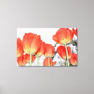 Mooie rode tulp bloemen canvas afdruk