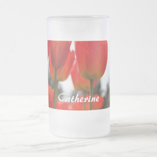 Mooie rode tulp bloemen. matglas bierpul