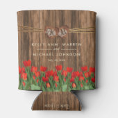 Mooie Rode Tulp-bloemen op hout Blikjeskoeler (Achterkant)