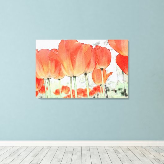 Mooie rode tulp bloemen verpakt canvas (Insitu (Houten vloer))
