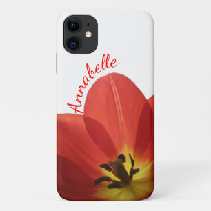 Mooie Rode Tulp met naam Floral iPhone Case
