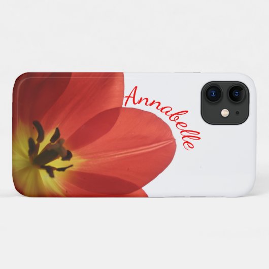 Mooie Rode Tulp met naam | Floral iPhone Case (Achterkant (horizontaal))