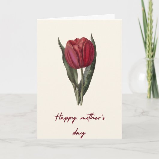 Mooie rode tulp Moederdag kaart (Voorkant)