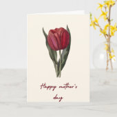 Mooie rode tulp Moederdag kaart (Gele Bloem)